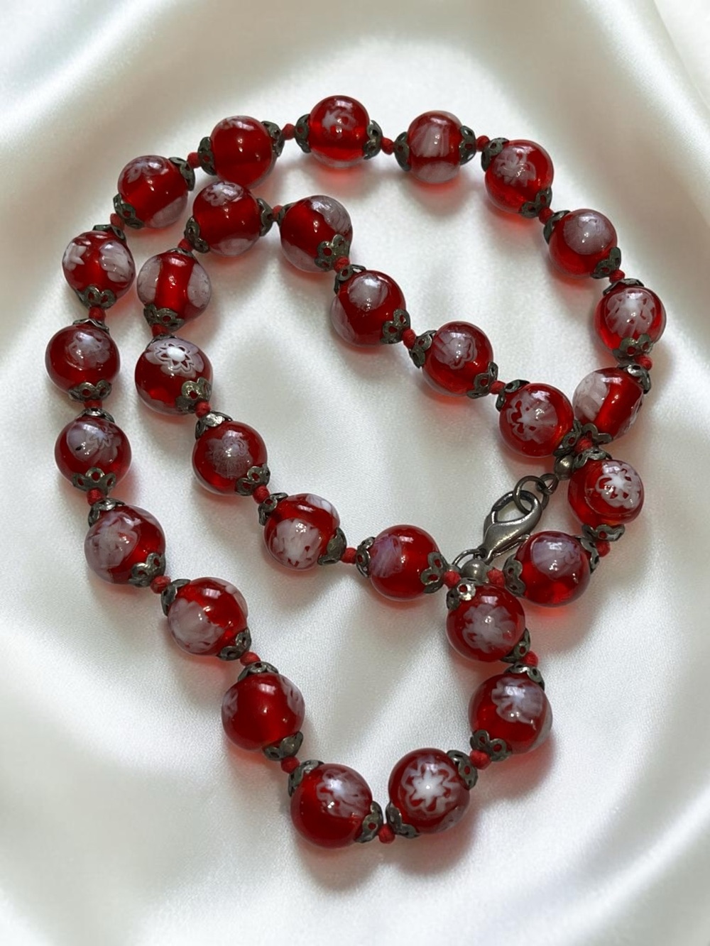 Vintage Venetian Murano Millifiore Red Necklace